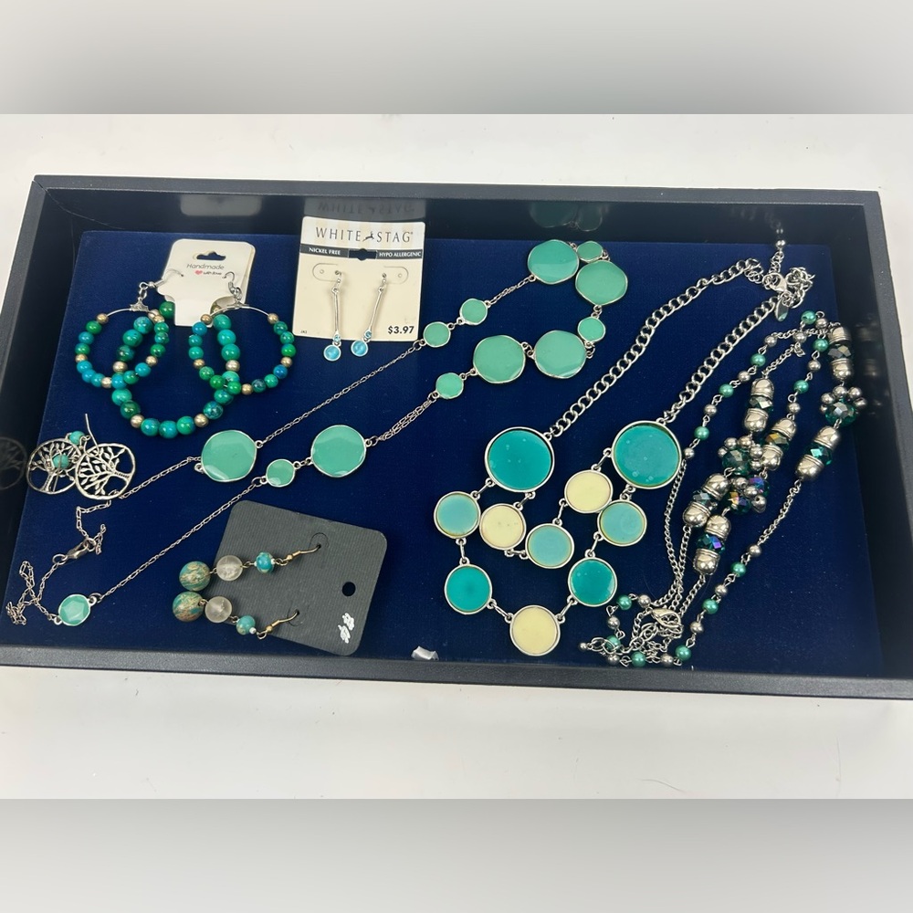 Elegant Turquoise and Silver toned jewelry lot